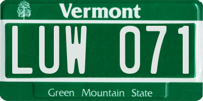 VT license plate LUW071