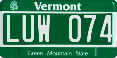 VT license plate LUW074
