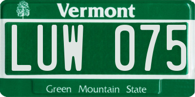 VT license plate LUW075