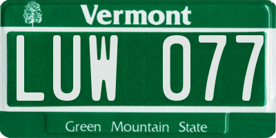 VT license plate LUW077
