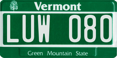 VT license plate LUW080