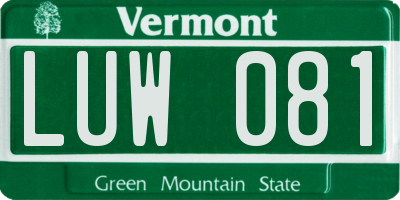 VT license plate LUW081