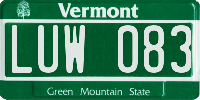 VT license plate LUW083