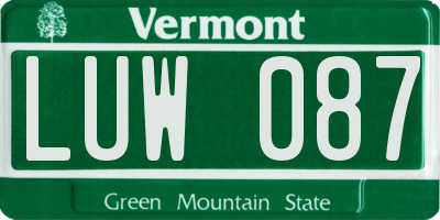 VT license plate LUW087