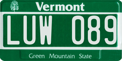 VT license plate LUW089