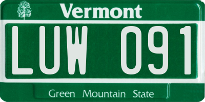 VT license plate LUW091