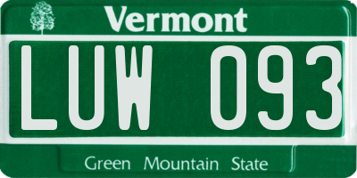 VT license plate LUW093