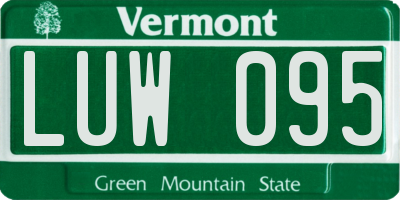 VT license plate LUW095