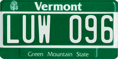 VT license plate LUW096
