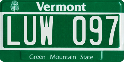 VT license plate LUW097