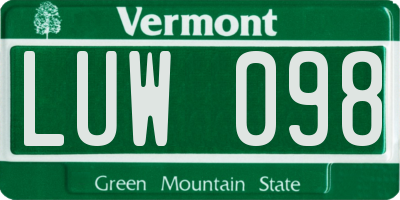 VT license plate LUW098