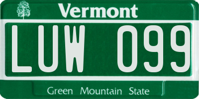 VT license plate LUW099