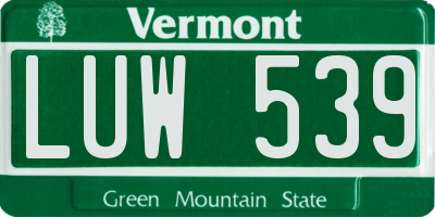 VT license plate LUW539