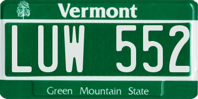 VT license plate LUW552