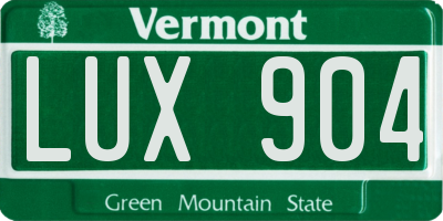 VT license plate LUX904