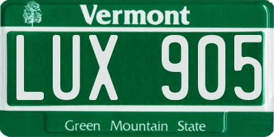 VT license plate LUX905
