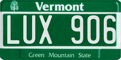 VT license plate LUX906