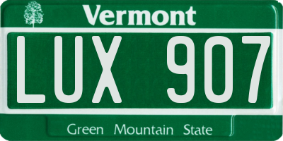VT license plate LUX907