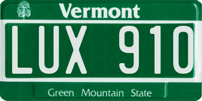 VT license plate LUX910
