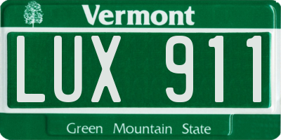 VT license plate LUX911