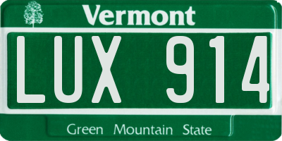 VT license plate LUX914
