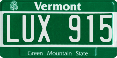 VT license plate LUX915