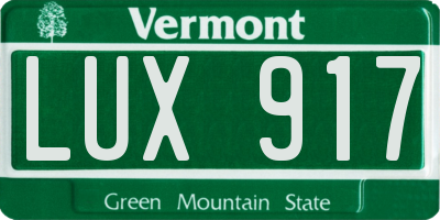 VT license plate LUX917