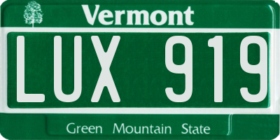 VT license plate LUX919