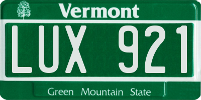 VT license plate LUX921