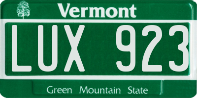 VT license plate LUX923