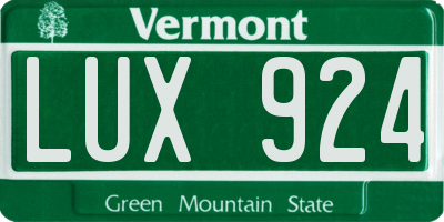 VT license plate LUX924