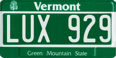 VT license plate LUX929