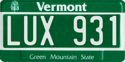 VT license plate LUX931