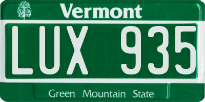 VT license plate LUX935