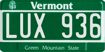 VT license plate LUX936
