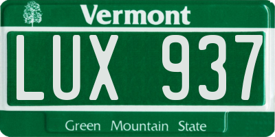 VT license plate LUX937