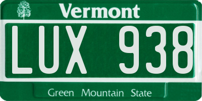 VT license plate LUX938