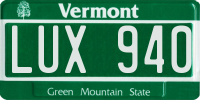 VT license plate LUX940