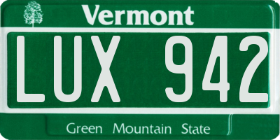 VT license plate LUX942