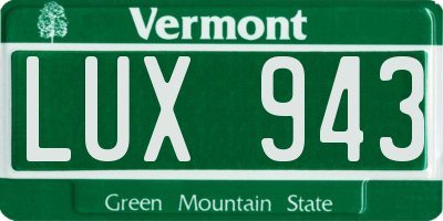 VT license plate LUX943