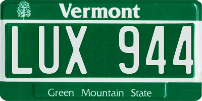 VT license plate LUX944