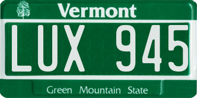 VT license plate LUX945