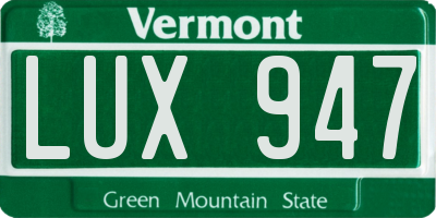 VT license plate LUX947
