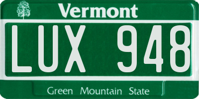 VT license plate LUX948