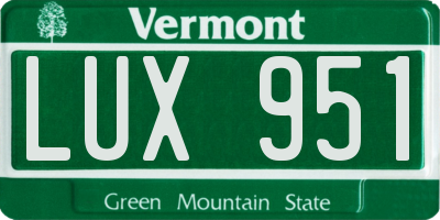VT license plate LUX951