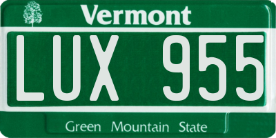 VT license plate LUX955