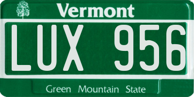 VT license plate LUX956
