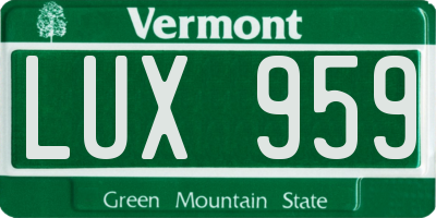 VT license plate LUX959