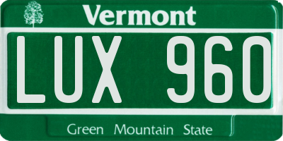 VT license plate LUX960