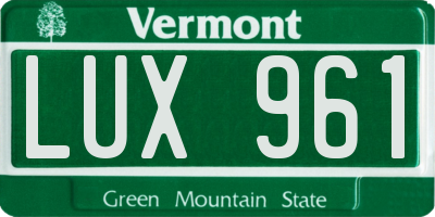 VT license plate LUX961